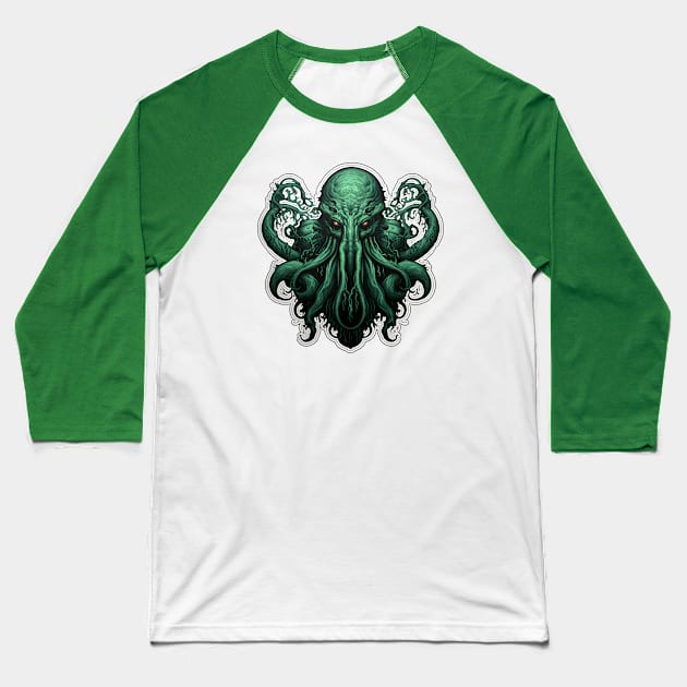 Cthulhu dark Baseball T-Shirt by beangeerie